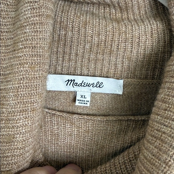 Madewell Crestland Side-Button Turtleneck Merino Wool Tunic Sweater Tan Size XL - Picture 2 of 8
